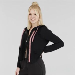 BDG Black hoodie with Pink Details